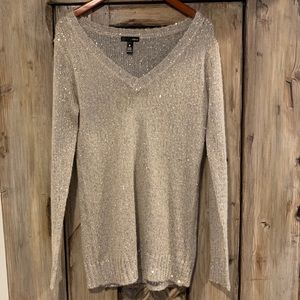 Aqua sequin cream sweater